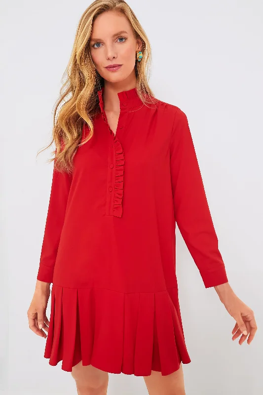 Ruffled Women Dress with Multiple Layers for a Playful and Girly StyleRed Crepe Tate Dress