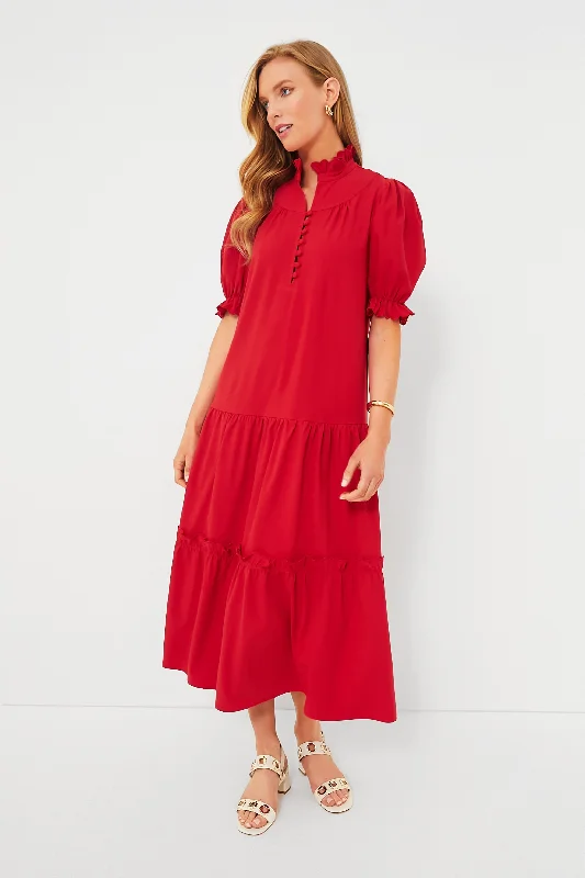 Long - Sleeve Women Dress in Velvet for a Luxurious Winter LookRed Selena Maxi Dress