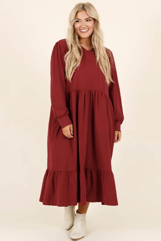 Off - the - Shoulder Women Dress for a Romantic and Feminine LookRemember The Past Dress, Burgundy