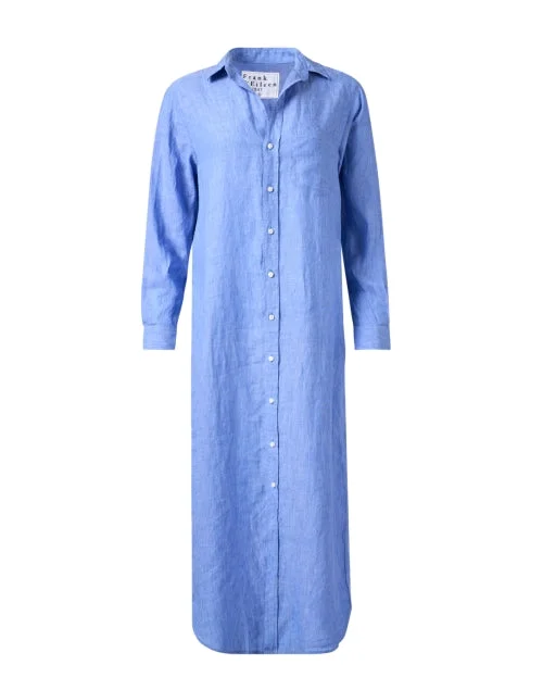 Shift Women Dress with a Simple and Classic Design for Everyday WearRory Blue Linen Shirt Dress