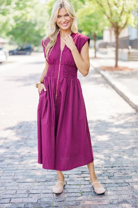 Off - the - Shoulder Women Dress for a Romantic and Feminine LookSee You There Merlot Midi Dress