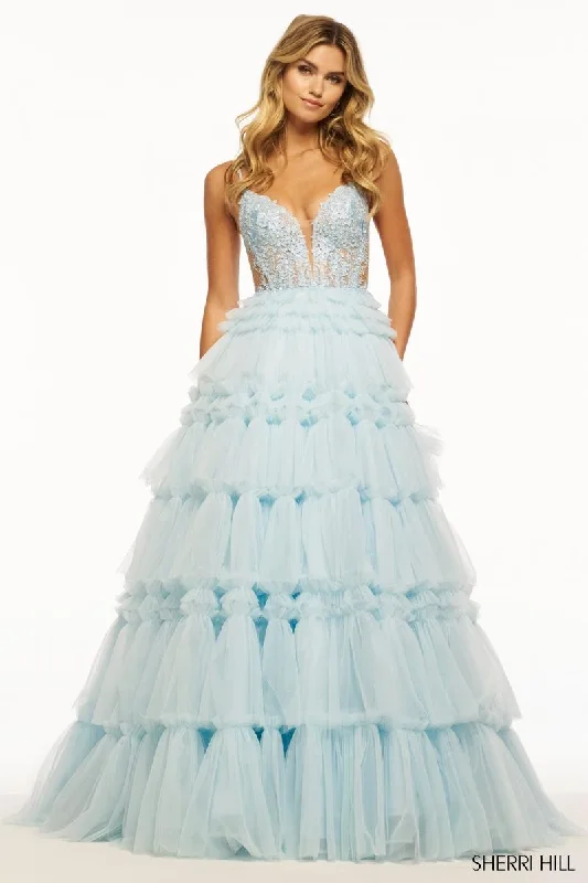 Shift Women Dress with a Simple and Classic Design for Everyday WearSherri Hill Ruffle Tulle and Lace Ball Gown Prom Dress 56102