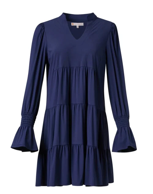 Mermaid - Style Women Dress with a Fitted Silhouette for Special OccasionsTammi Navy Tiered Dress