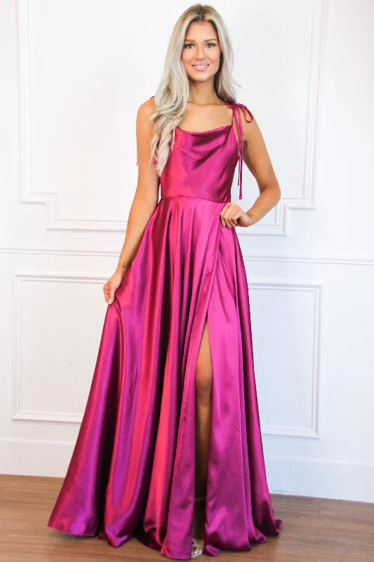 Plus Size Women Dress with a Flattering A - Line Cut for Comfort and StyleTonight's the Night Satin Formal Dress: Magenta