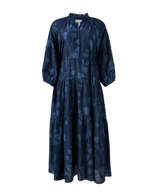 Long - Sleeve Women Dress in Velvet for a Luxurious Winter LookTrinidad Indigo Print Cotton Silk Dress