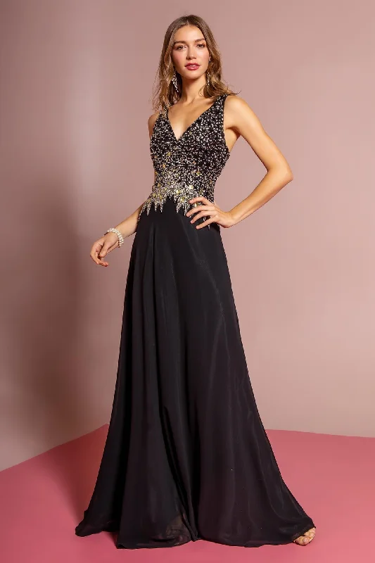 Little Black Women Dress with Sequins for a Glamorous Night OutOpen Back Prom Chiffon Long Dress Formal