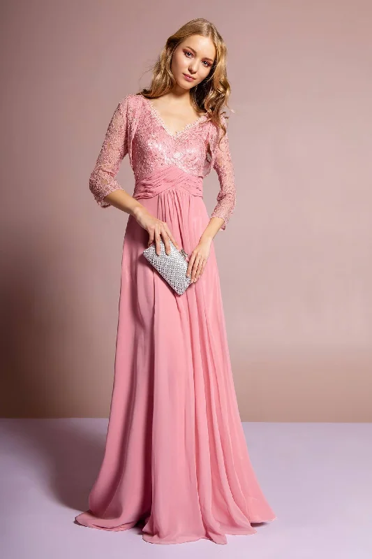 Lace - Embellished Women Dress for an Elegant and Sophisticated AppearanceV-Neck Long Mother of the Bride Dress Sale