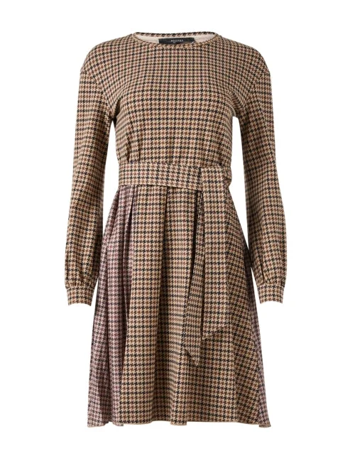 Plus Size Women Dress with a Flattering A - Line Cut for Comfort and StyleVetta Brown Plaid Dress