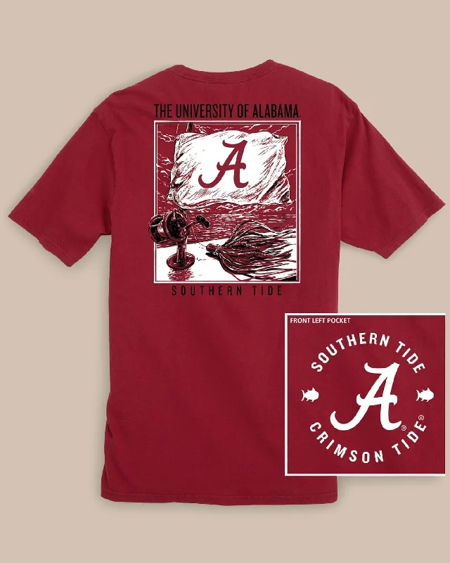 V - Neck Women T Shirt to Enhance the NecklineAlabama Crimson Tide Fishing Flag T-Shirt