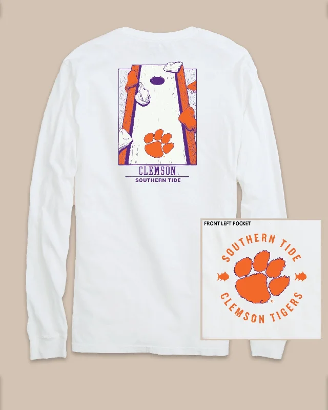 Puff Sleeve Women T Shirt for a Fashion - Forward LookClemson Tigers Gameday Cornhole Board T-Shirt