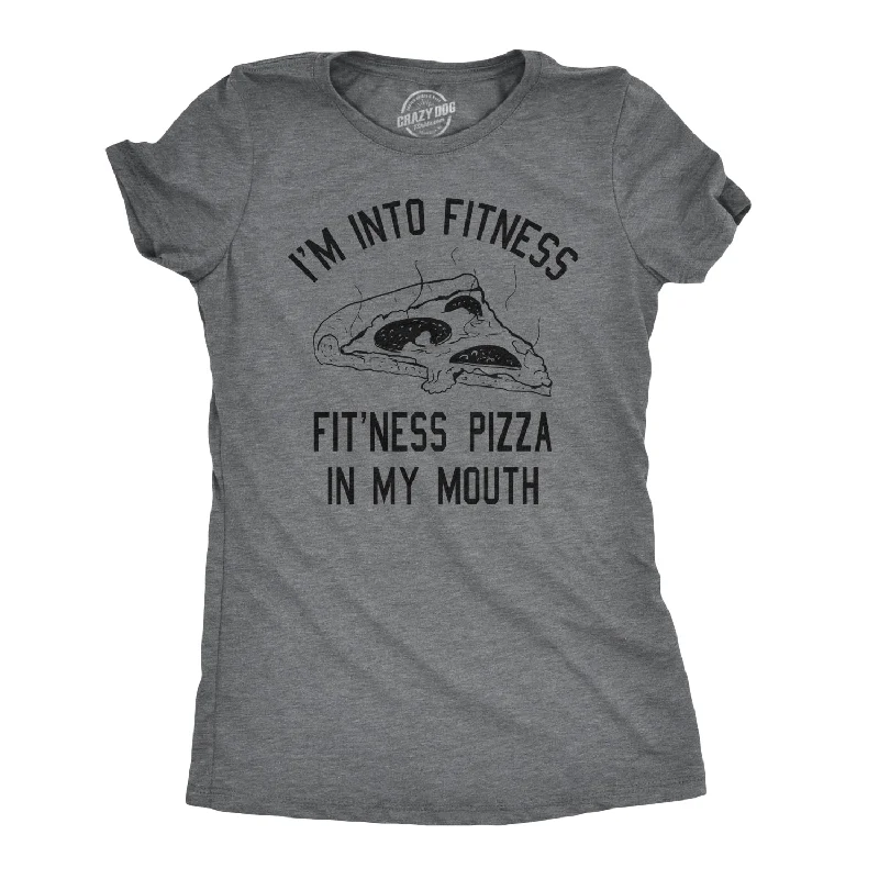 Ringer T Shirt Women with Retro - Inspired StripesFitness Pizza In My Mouth Women's T Shirt