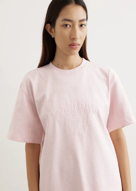 Embroidered Women T Shirt with Intricate DetailsHeavy Cotton Drop Shoulder Heart T-Shirt