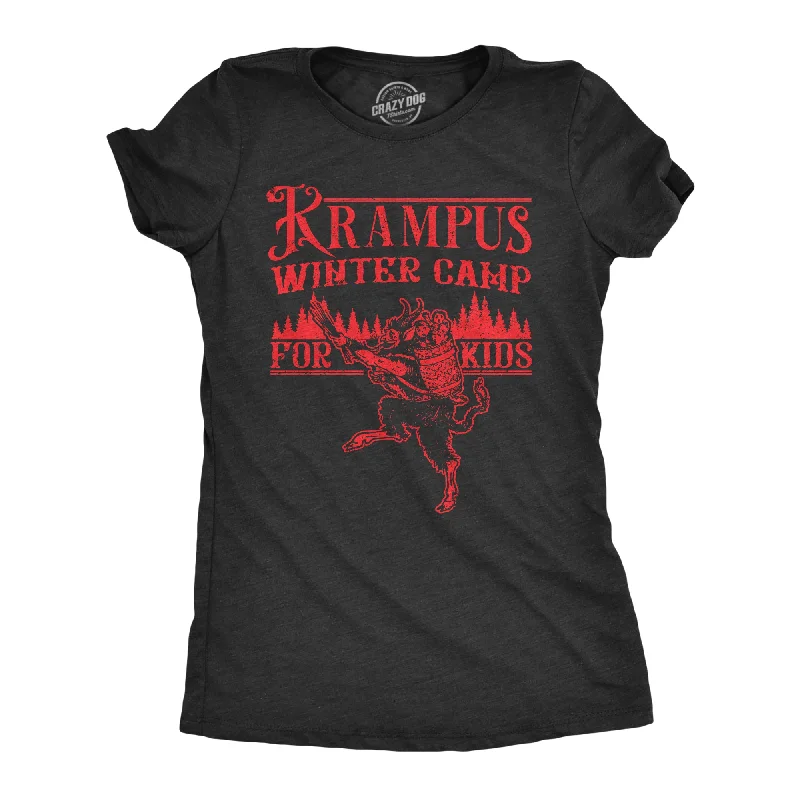 Distressed Women T Shirt with a Laid - Back AestheticKrampus Winter Camp For Kids Women's T Shirt