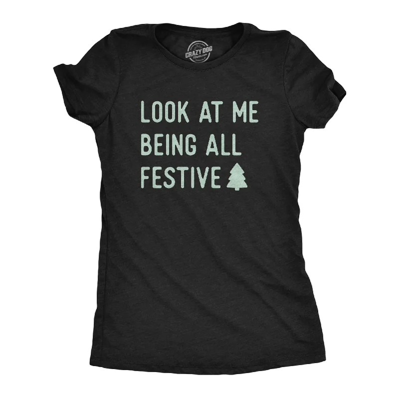 Sequined Women T Shirt for a Sparkly Night OutLook At Me Being All Festive Women's T Shirt