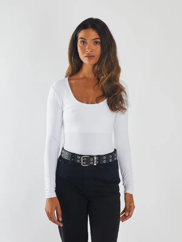 V - Neck Women T Shirt to Enhance the NecklineBrianne Bodysuit White