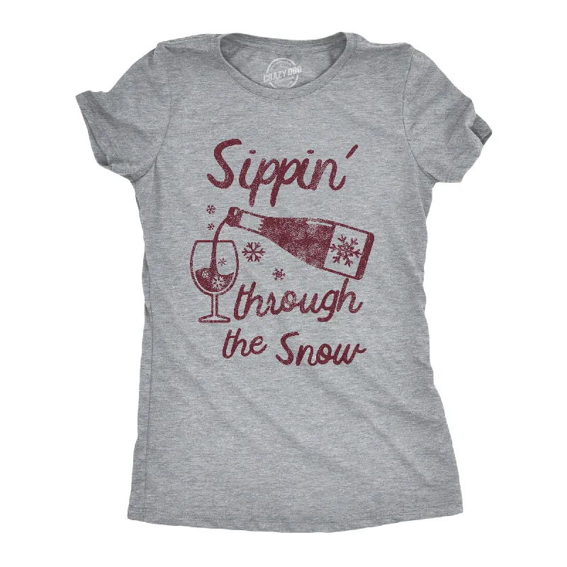 Striped Women T Shirt in a Classic PatternSippin Through The Snow Women's T Shirt