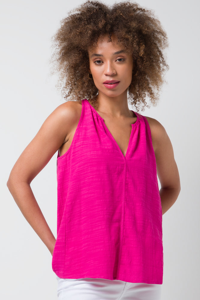 Distressed Women T Shirt with a Laid - Back AestheticSwing Shell Top Pink