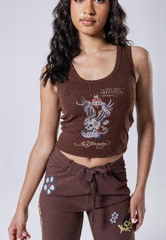 V - Neck Women T Shirt to Enhance the NecklineWomens New York City Cropped Vest - Brown