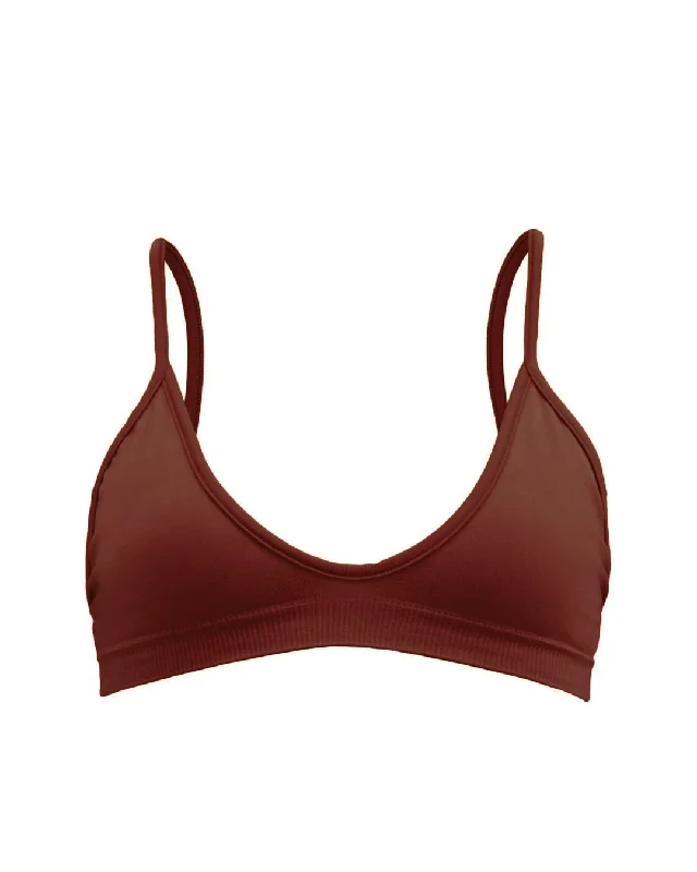 Striped bikini with a classic pattern for a timeless beach aestheticBLISSFUL Bikini Bra Top | Maroon