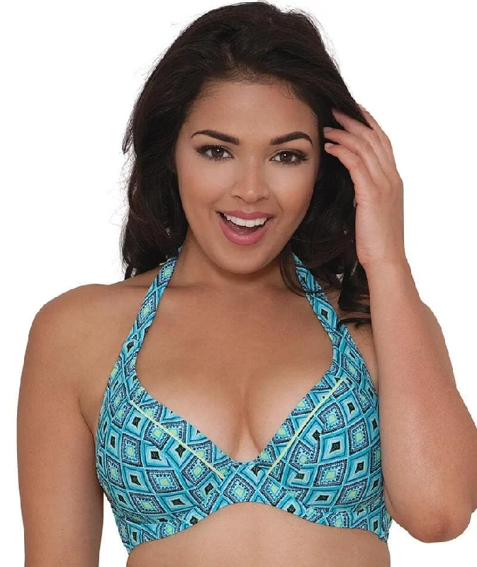 Convertible bikini that can be worn in multiple styles for versatilityCurvy Kate Revive Halterneck Bikini - Aqua Print