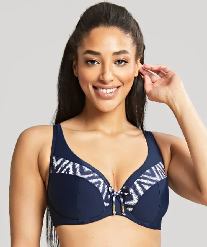 Sports bikini for high - intensity water activities like surfingPanache Swimwear Oceana Plunge D-J Cup Bikini Top - Navy