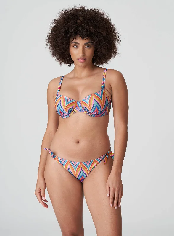 Striped bikini with a classic pattern for a timeless beach aestheticPrimaDonna Swimwear: Kea Full Cup Bikini Top Rainbow Paradise